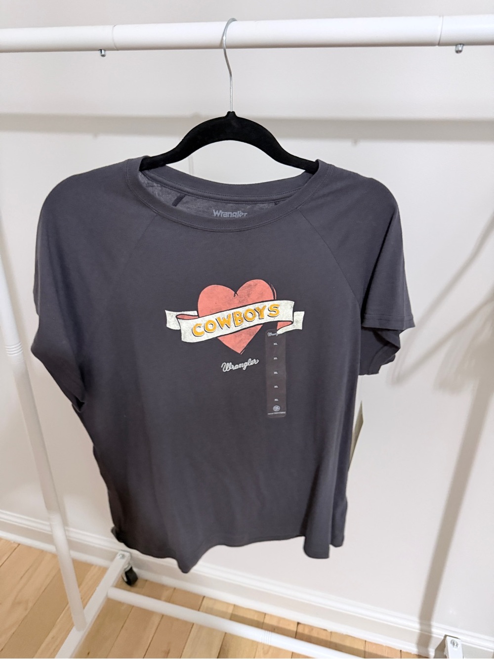 Wrangler Black Short-Sleeve 'Cowboys' Graphic Tee with Heart